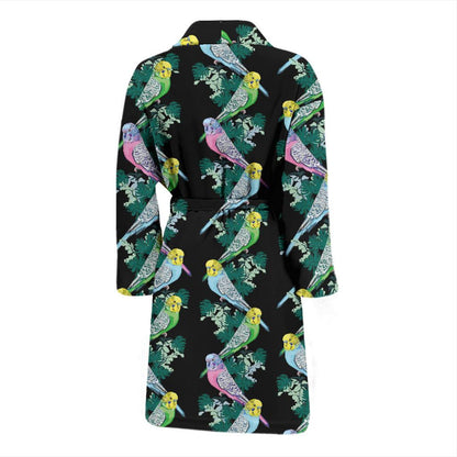 Budgerigar Pattern Print Design 03 Men Bathrobe-JORJUNE.COM