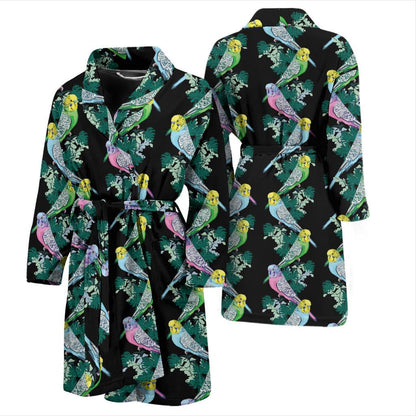 Budgerigar Pattern Print Design 03 Men Bathrobe-JORJUNE.COM