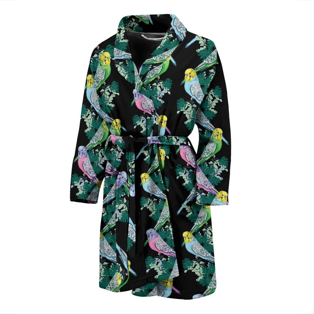 Budgerigar Pattern Print Design 03 Men Bathrobe-JORJUNE.COM