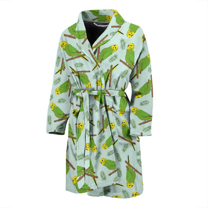 Budgerigar Pattern Print Design 04 Men Bathrobe-JORJUNE.COM