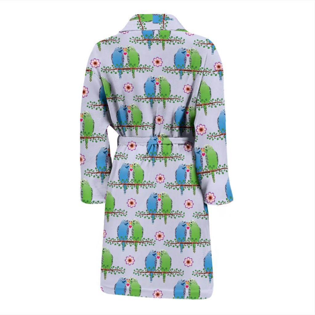 Budgerigar Pattern Print Design 05 Men Bathrobe-JORJUNE.COM