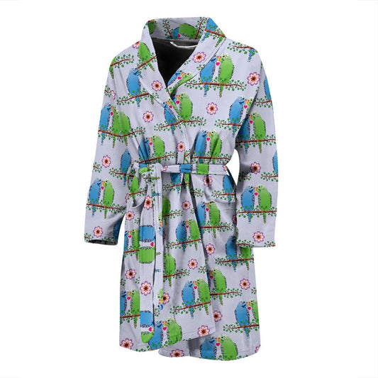 Budgerigar Pattern Print Design 05 Men Bathrobe-JORJUNE.COM