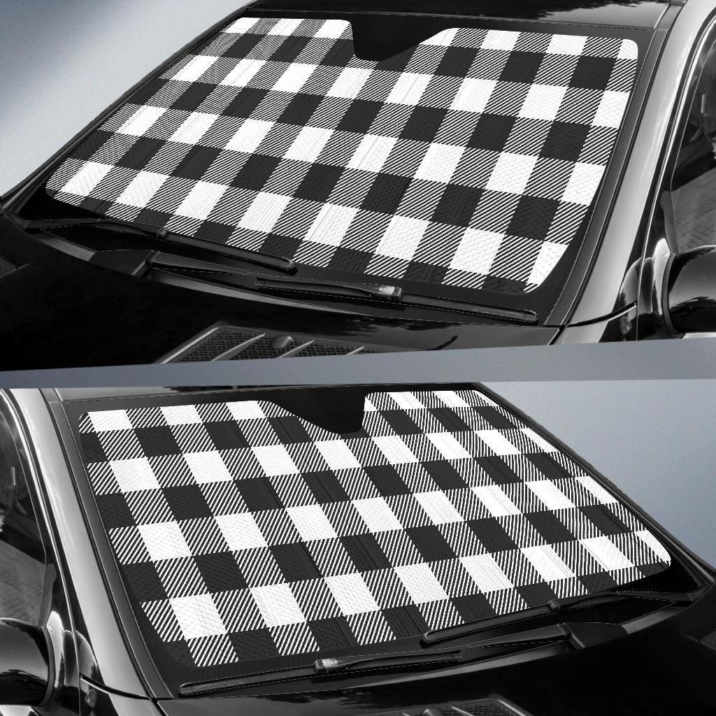 Buffalo check Black white Pattern Print Design 04 Car Sun Shade-JORJUNE.COM