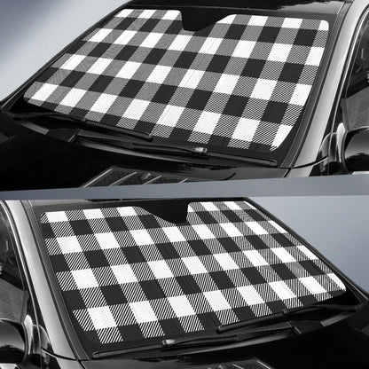 Buffalo check Black white Pattern Print Design 04 Car Sun Shade-JORJUNE.COM