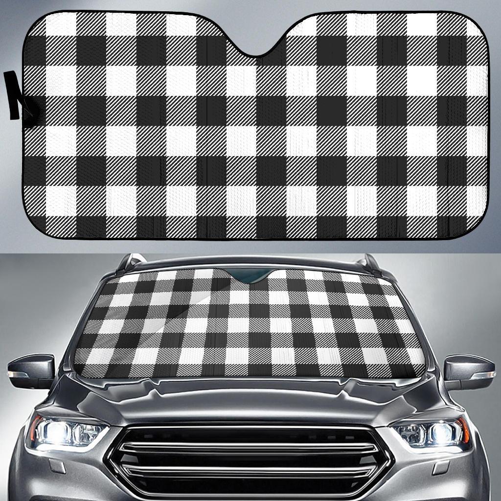 Buffalo check Black white Pattern Print Design 04 Car Sun Shade-JORJUNE.COM