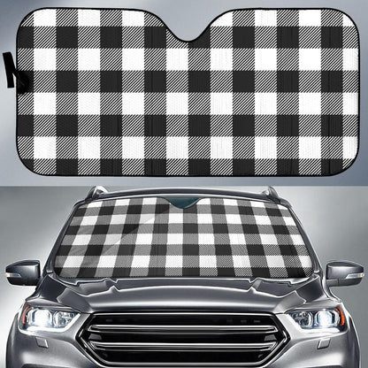 Buffalo check Black white Pattern Print Design 04 Car Sun Shade-JORJUNE.COM