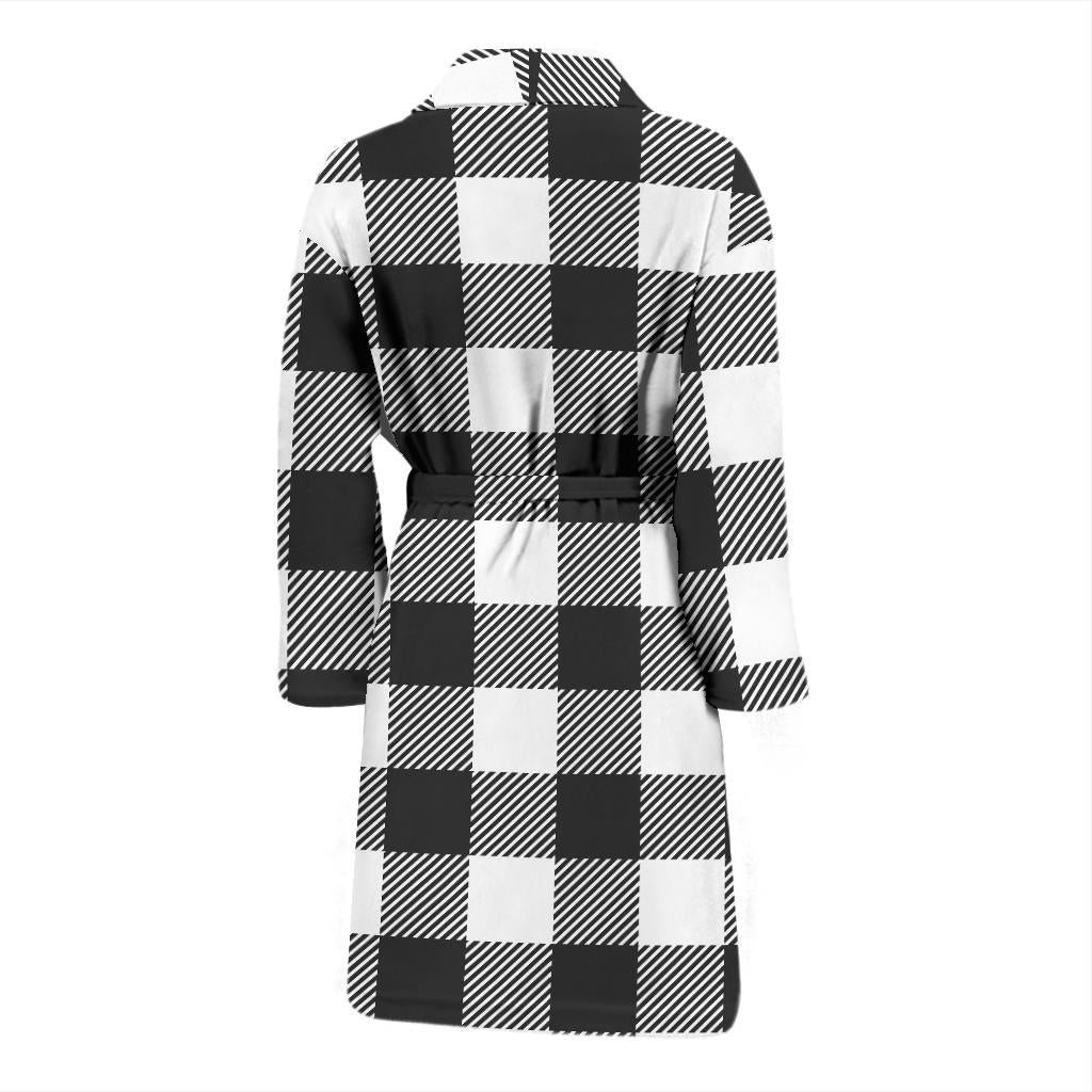 Buffalo check Black white Pattern Print Design 04 Men Bathrobe-JORJUNE.COM