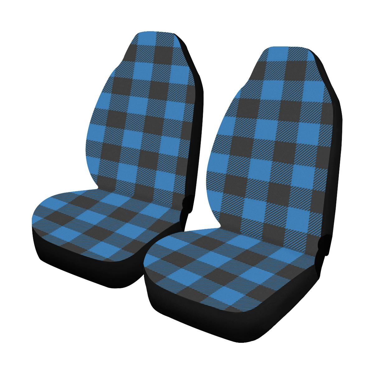 Buffalo check Blue Pattern Print Design 03 Car Seat Covers (Set of 2)-JORJUNE.COM