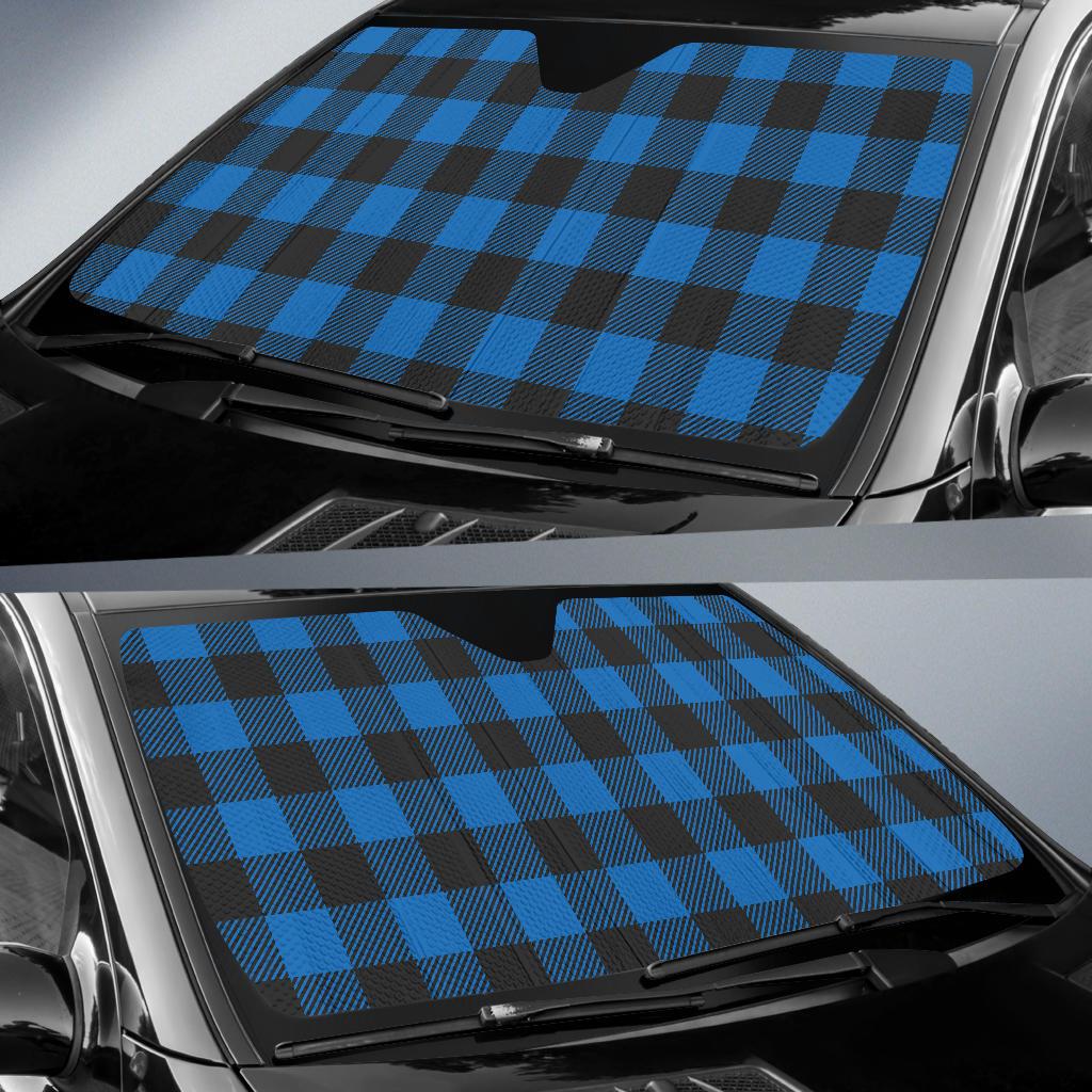 Buffalo check Blue Pattern Print Design 03 Car Sun Shade-JORJUNE.COM