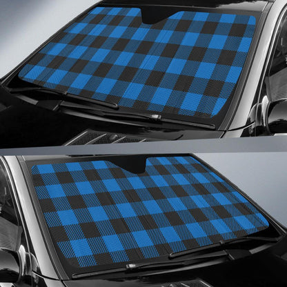 Buffalo check Blue Pattern Print Design 03 Car Sun Shade-JORJUNE.COM