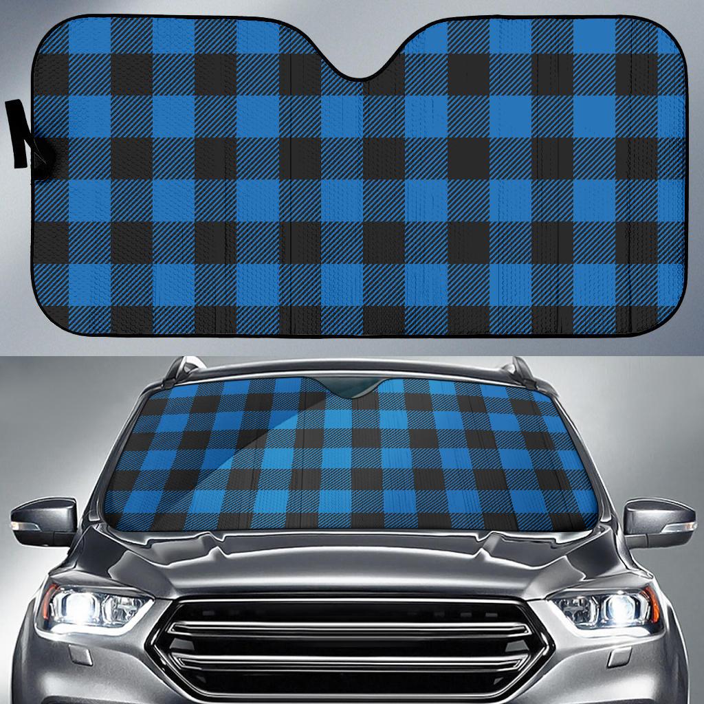 Buffalo check Blue Pattern Print Design 03 Car Sun Shade-JORJUNE.COM