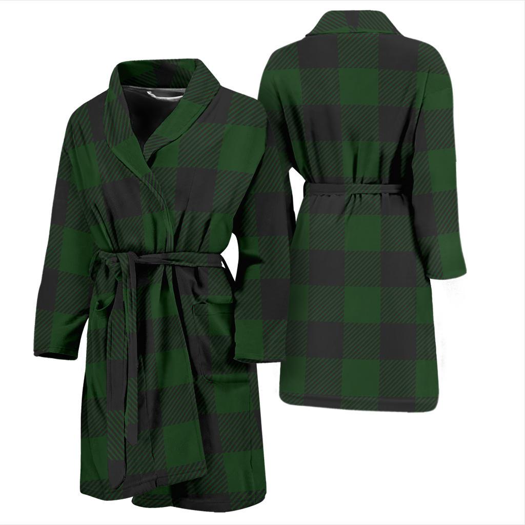 Buffalo check Green Pattern Print Design 02 Men Bathrobe-JORJUNE.COM