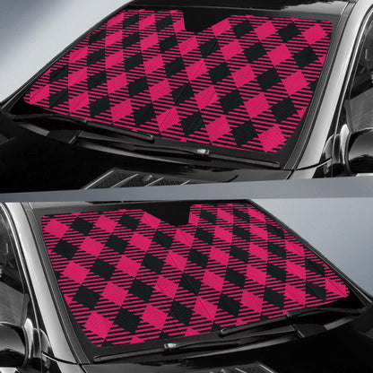 Buffalo check Pink Pattern Print Design 01 Car Sun Shade-JORJUNE.COM