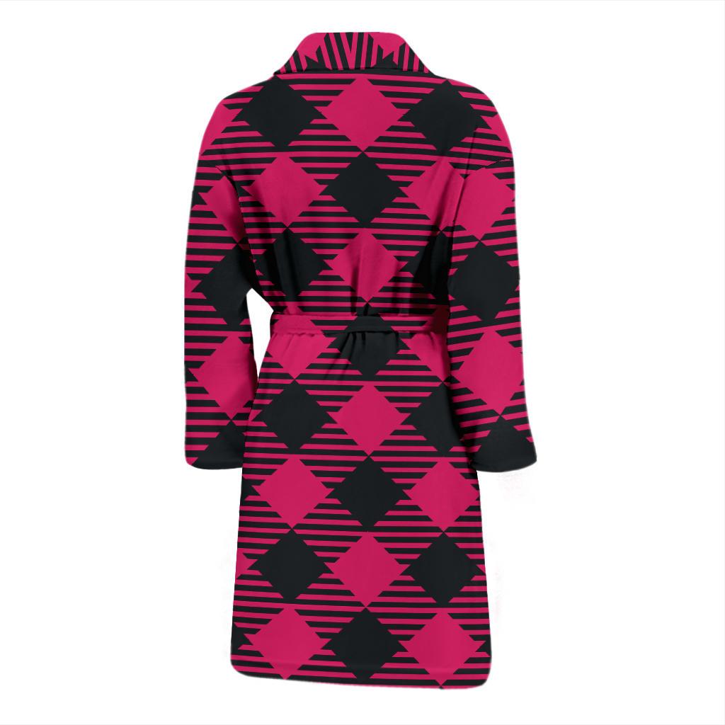 Buffalo check Pink Pattern Print Design 01 Men Bathrobe-JORJUNE.COM