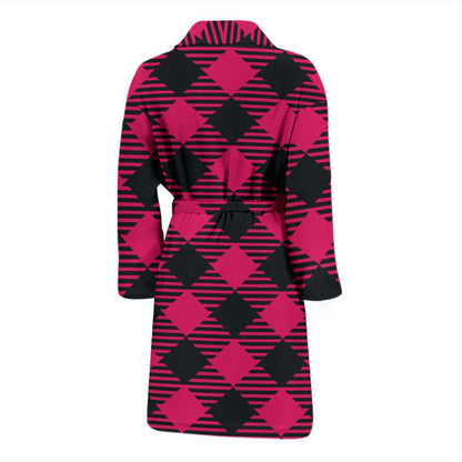 Buffalo check Pink Pattern Print Design 01 Men Bathrobe-JORJUNE.COM