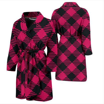 Buffalo check Pink Pattern Print Design 01 Men Bathrobe-JORJUNE.COM