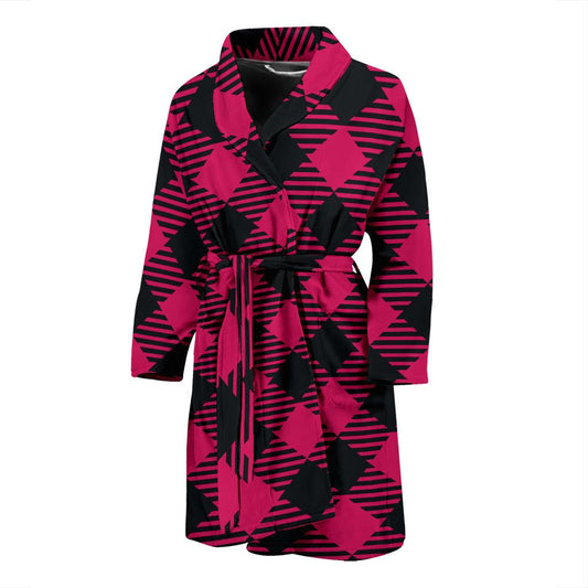 Buffalo check Pink Pattern Print Design 01 Men Bathrobe-JORJUNE.COM