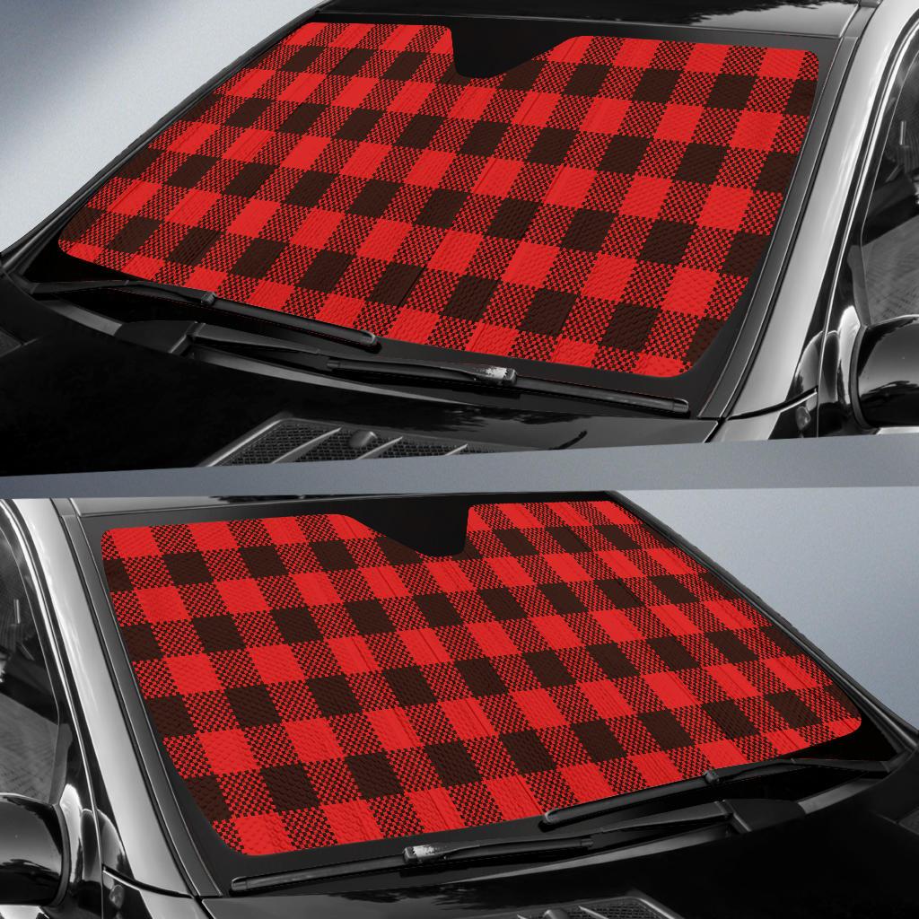 Buffalo check Red Pattern Print Design 05 Car Sun Shade-JORJUNE.COM