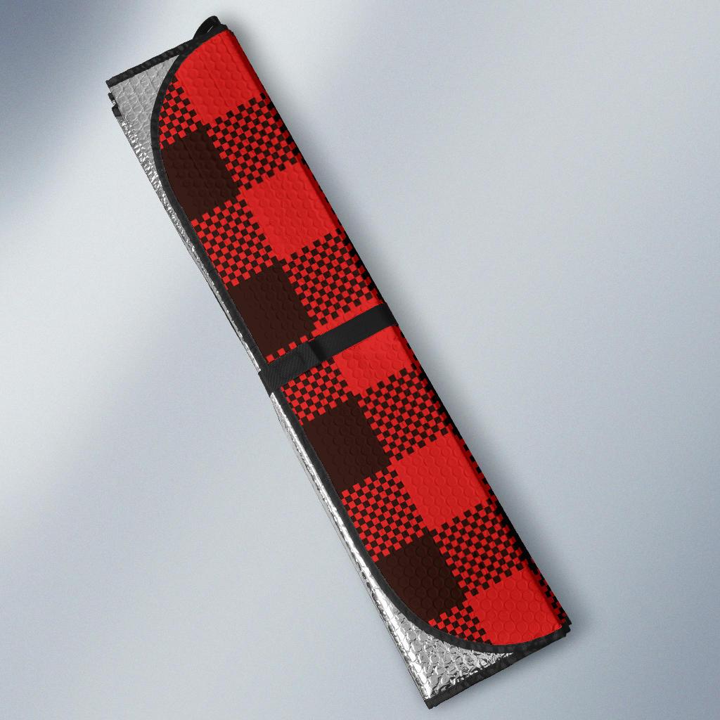 Buffalo check Red Pattern Print Design 05 Car Sun Shade-JORJUNE.COM