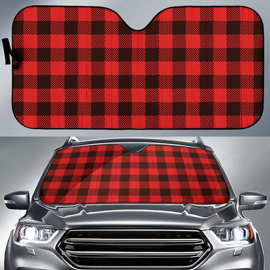 Buffalo check Red Pattern Print Design 05 Car Sun Shade-JORJUNE.COM