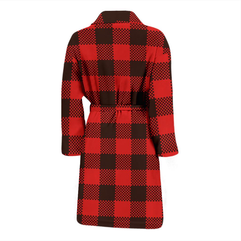 Buffalo check Red Pattern Print Design 05 Men Bathrobe-JORJUNE.COM
