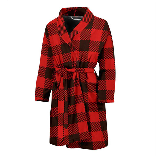Buffalo check Red Pattern Print Design 05 Men Bathrobe-JORJUNE.COM