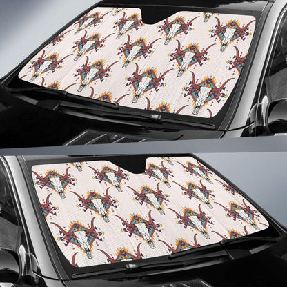 Buffalo Head Pattern Print Design 02 Car Sun Shade-JORJUNE.COM