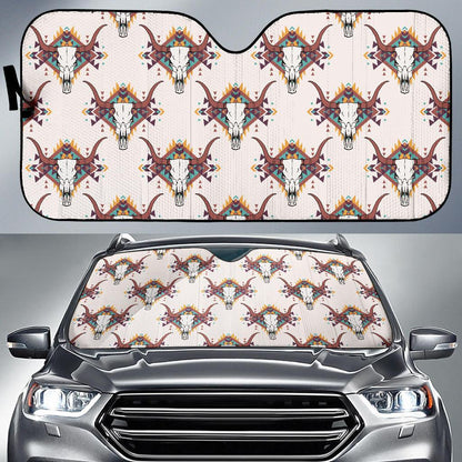 Buffalo Head Pattern Print Design 02 Car Sun Shade-JORJUNE.COM