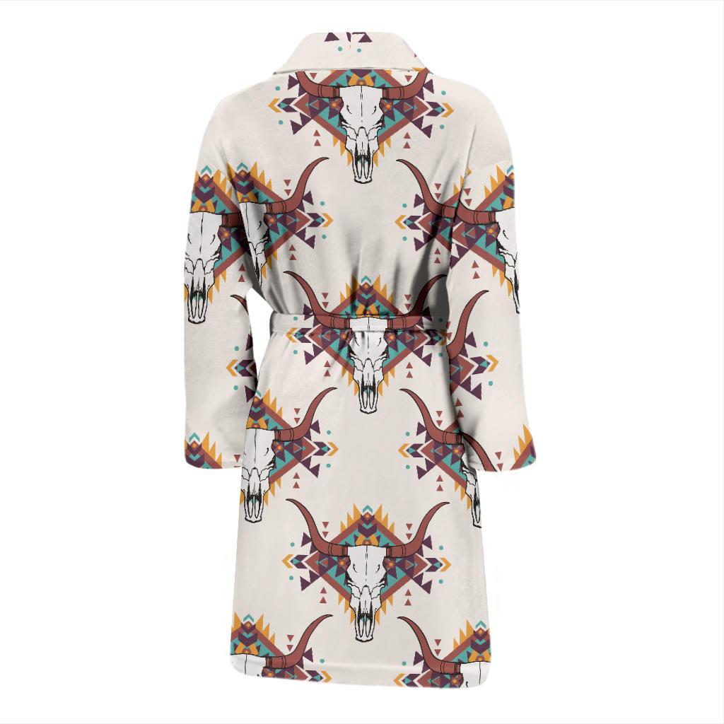 Buffalo Head Pattern Print Design 02 Men Bathrobe-JORJUNE.COM