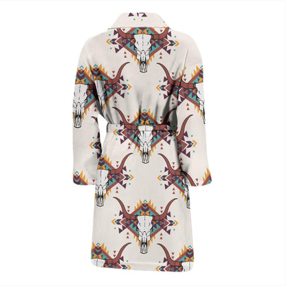 Buffalo Head Pattern Print Design 02 Men Bathrobe-JORJUNE.COM