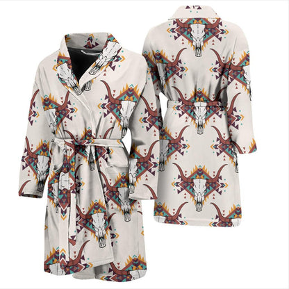 Buffalo Head Pattern Print Design 02 Men Bathrobe-JORJUNE.COM