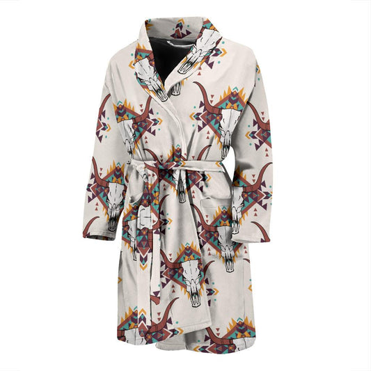 Buffalo Head Pattern Print Design 02 Men Bathrobe-JORJUNE.COM