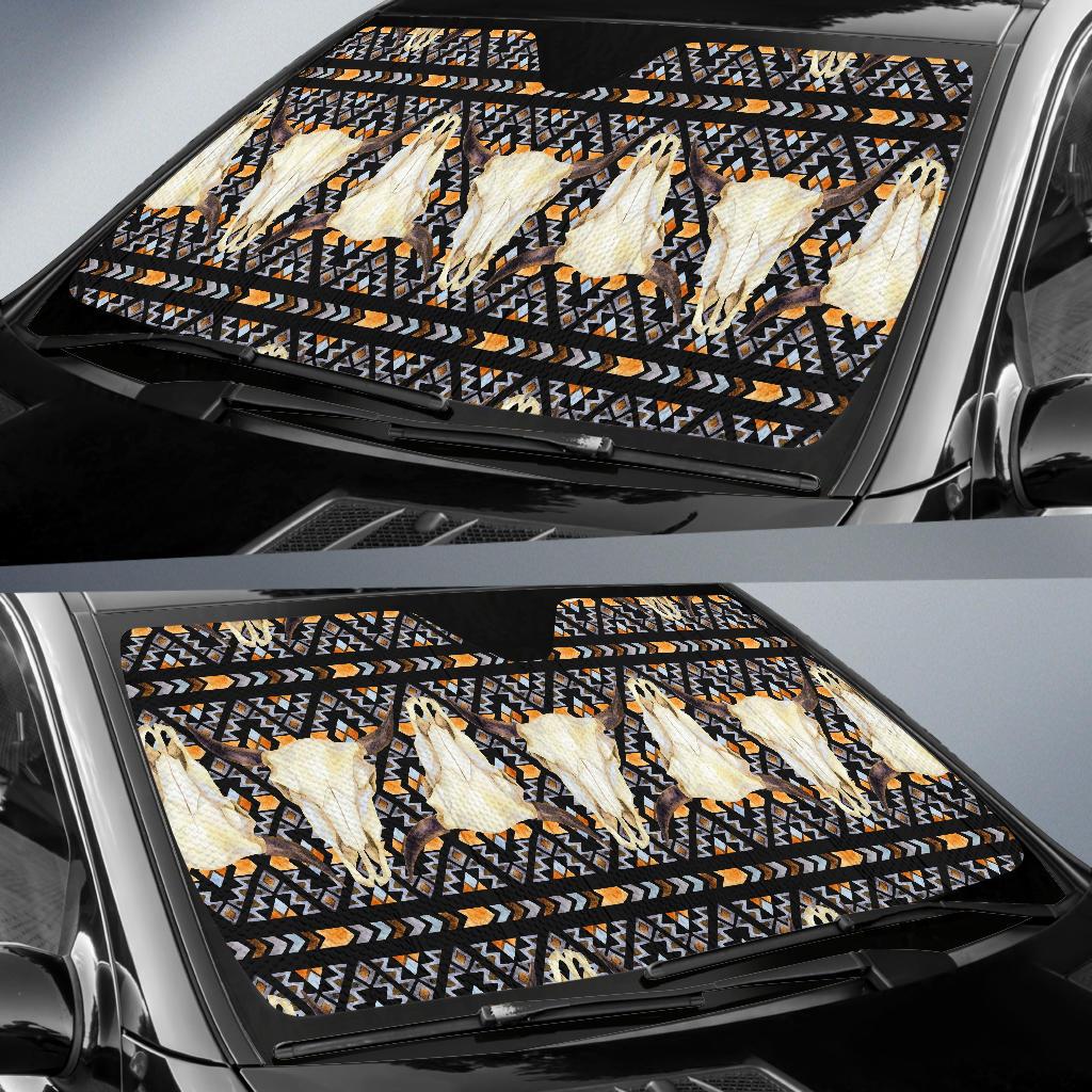 Buffalo Head Pattern Print Design 03 Car Sun Shade-JORJUNE.COM