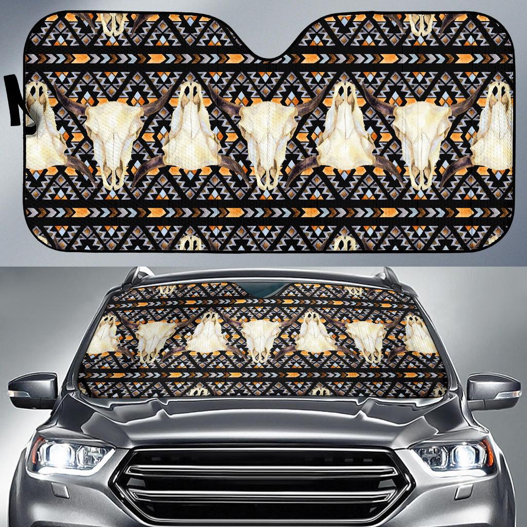 Buffalo Head Pattern Print Design 03 Car Sun Shade-JORJUNE.COM
