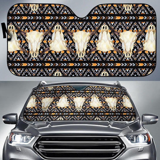 Buffalo Head Pattern Print Design 03 Car Sun Shade-JORJUNE.COM