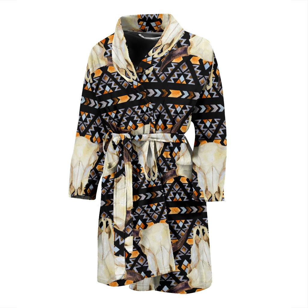 Buffalo Head Pattern Print Design 03 Men Bathrobe-JORJUNE.COM