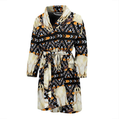 Buffalo Head Pattern Print Design 03 Men Bathrobe-JORJUNE.COM