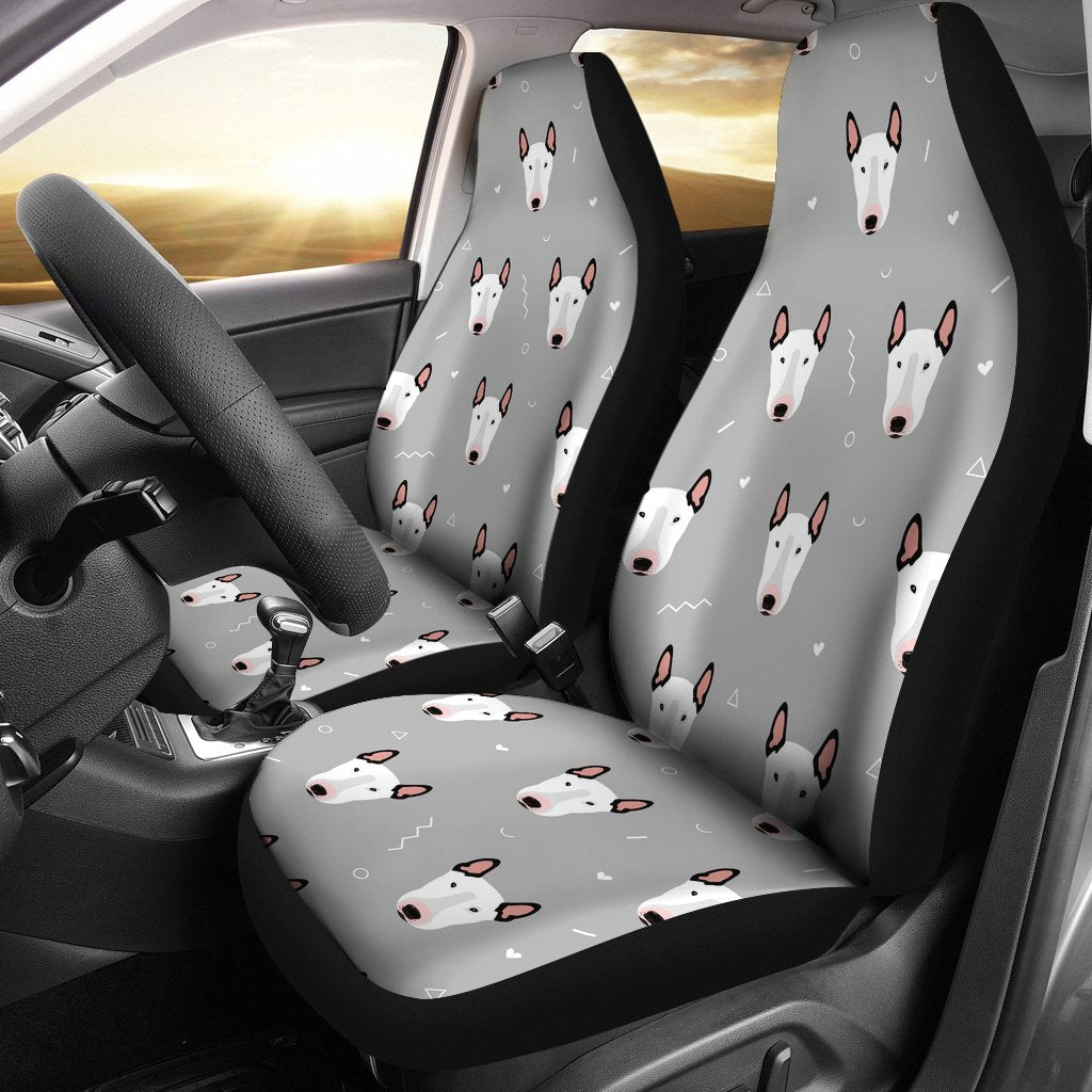 Bull Terrier Head Print Pattern Universal Fit Car Seat Covers