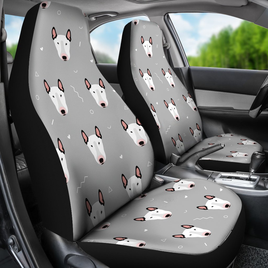 Bull Terrier Head Print Pattern Universal Fit Car Seat Covers