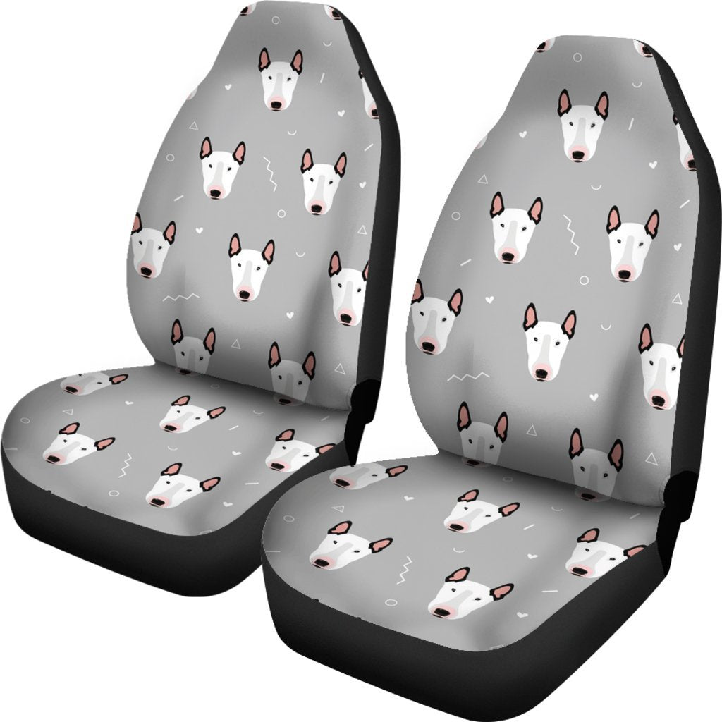 Bull Terrier Head Print Pattern Universal Fit Car Seat Covers