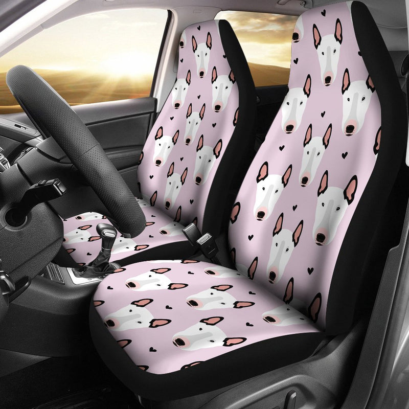 Bull Terrier Pink Print Pattern Universal Fit Car Seat Covers