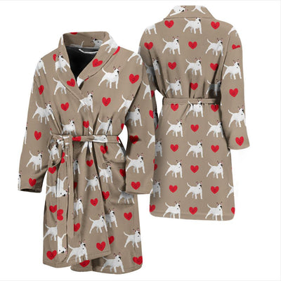 Bull Terriers Pattern Print Design 01 Men Bathrobe-JORJUNE.COM