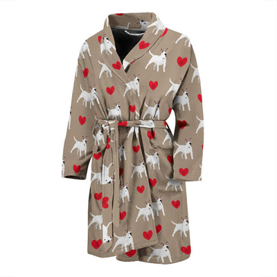 Bull Terriers Pattern Print Design 01 Men Bathrobe-JORJUNE.COM