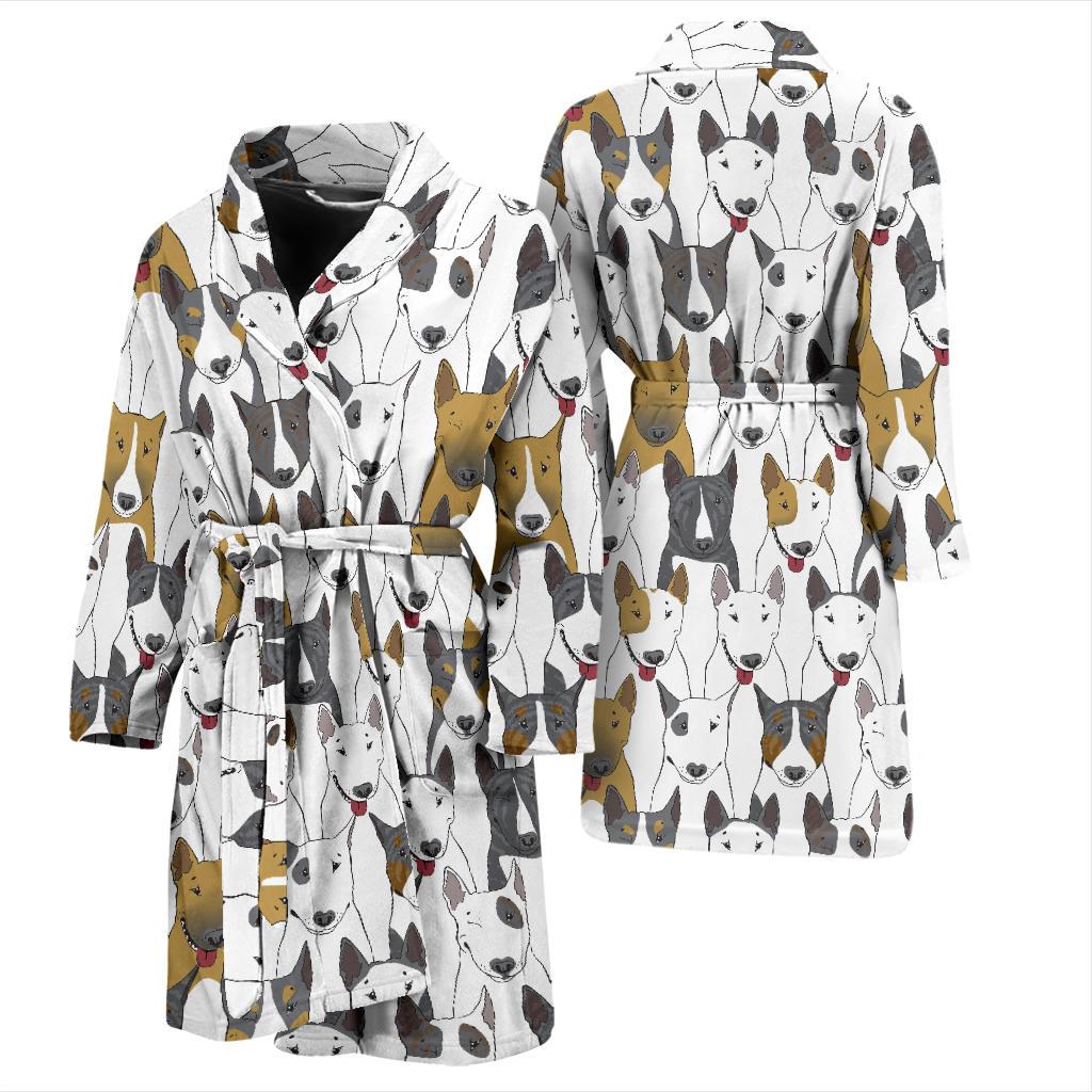 Bull Terriers Pattern Print Design 03 Men Bathrobe-JORJUNE.COM