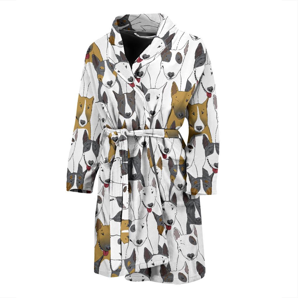 Bull Terriers Pattern Print Design 03 Men Bathrobe-JORJUNE.COM