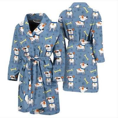 Bull Terriers Pattern Print Design 04 Men Bathrobe-JORJUNE.COM