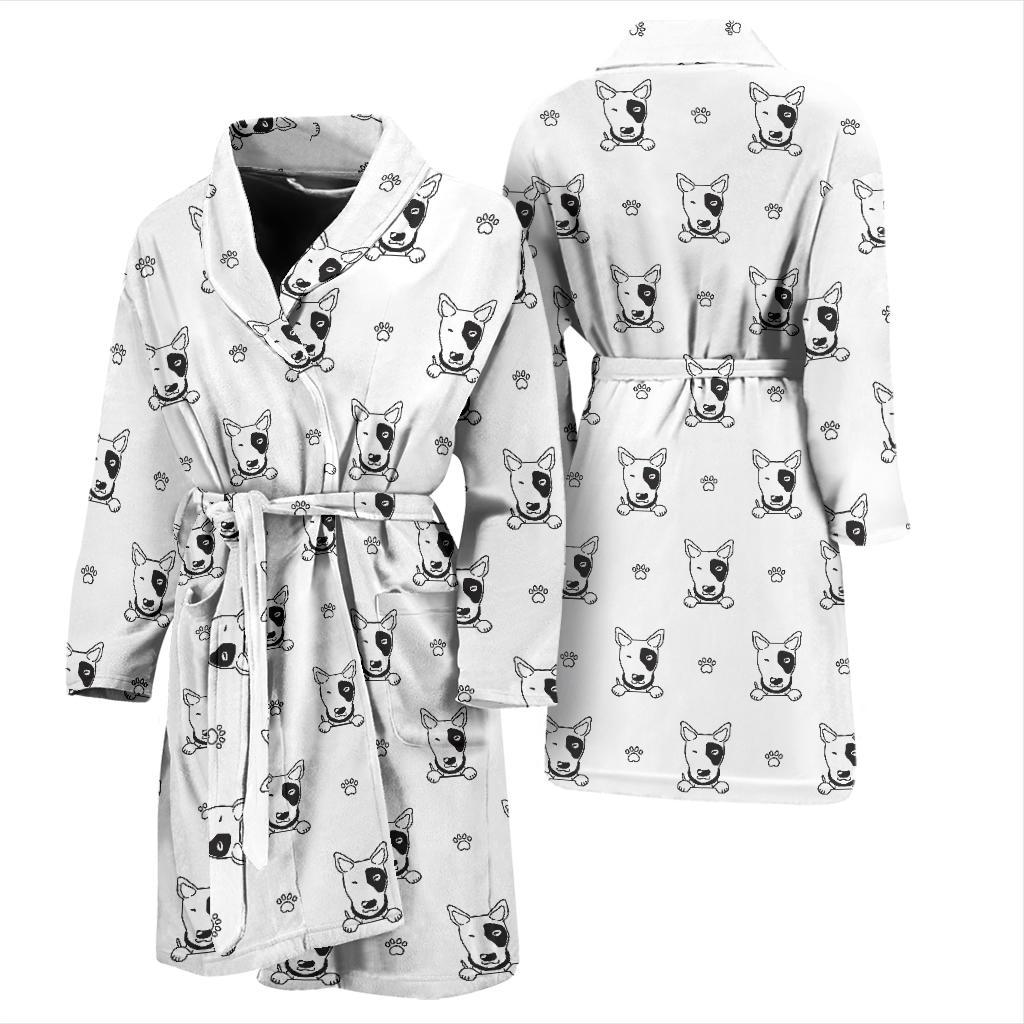 Bull Terriers Pattern Print Design 06 Men Bathrobe-JORJUNE.COM