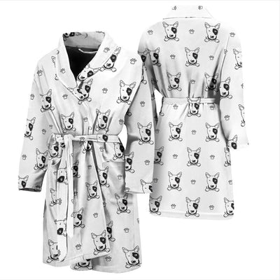 Bull Terriers Pattern Print Design 06 Men Bathrobe-JORJUNE.COM