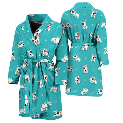 Bull Terriers Pattern Print Design 07 Men Bathrobe-JORJUNE.COM