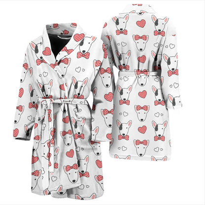 Bull Terriers Pattern Print Design 08 Men Bathrobe-JORJUNE.COM